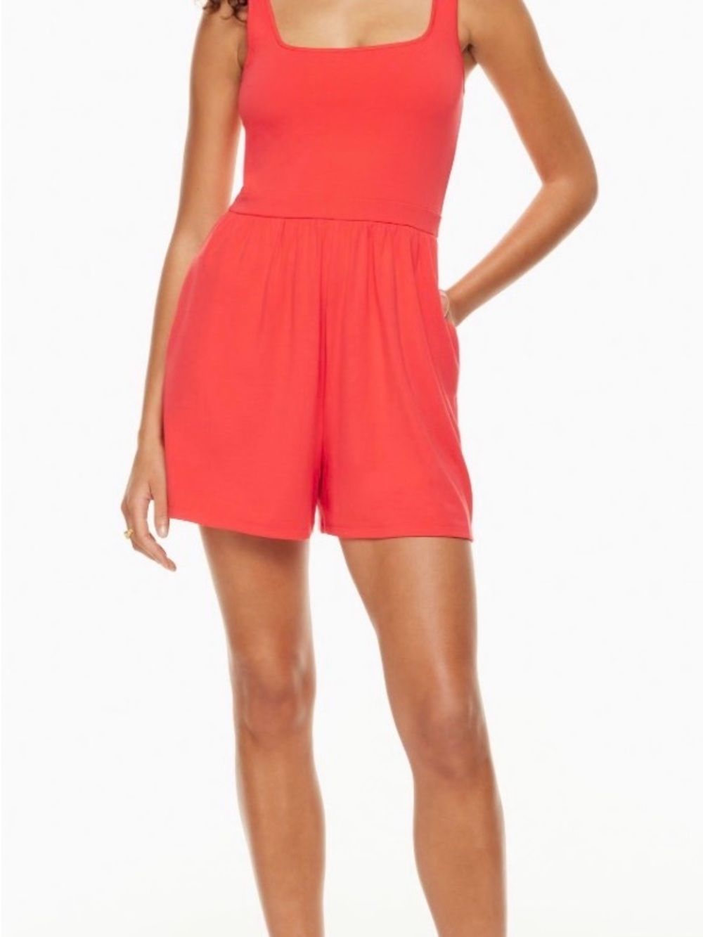 Wilfred Market Romper Coral Scoop-Neck High-Waist